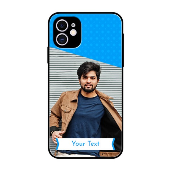 Apple iPhone 11 Photo Printing on Glass Case  - Simple Blue Color Design