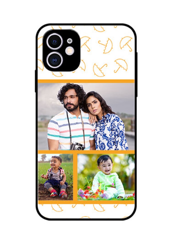 Apple iPhone 11 Custom Glass Mobile Case  - Yellow Pattern Design
