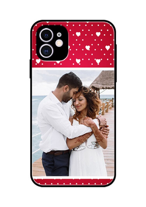 Apple iPhone 11 Photo Printing on Glass Case  - Hearts Mobile Case Design