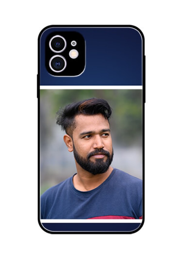 Apple iPhone 11 Personalized Glass Phone Case  - Simple Royal Blue Design