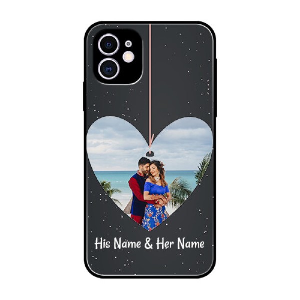 Apple iPhone 11 Custom Glass Phone Case - Hanging Heart Design Apple iPhone 11 Custom Glass Phone Case - Hanging Heart Design