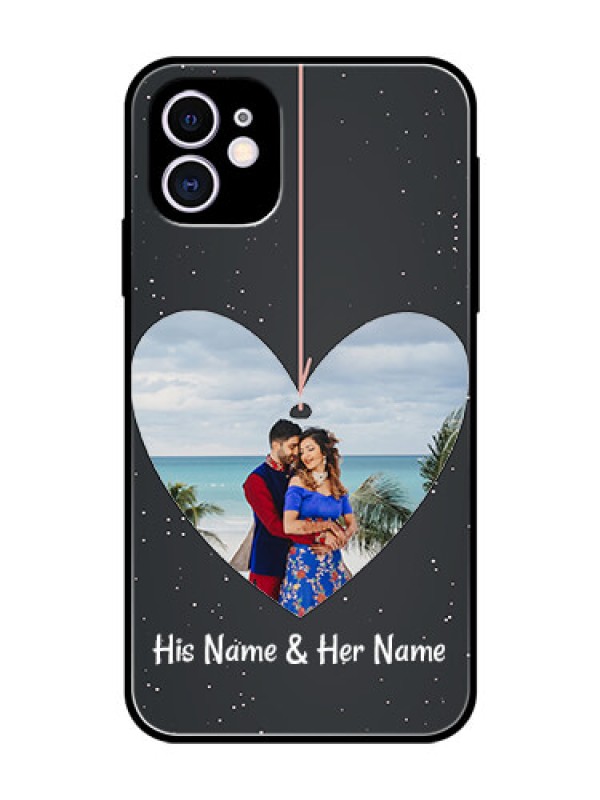 Custom Apple iPhone 11 Custom Glass Phone Case  - Hanging Heart Design