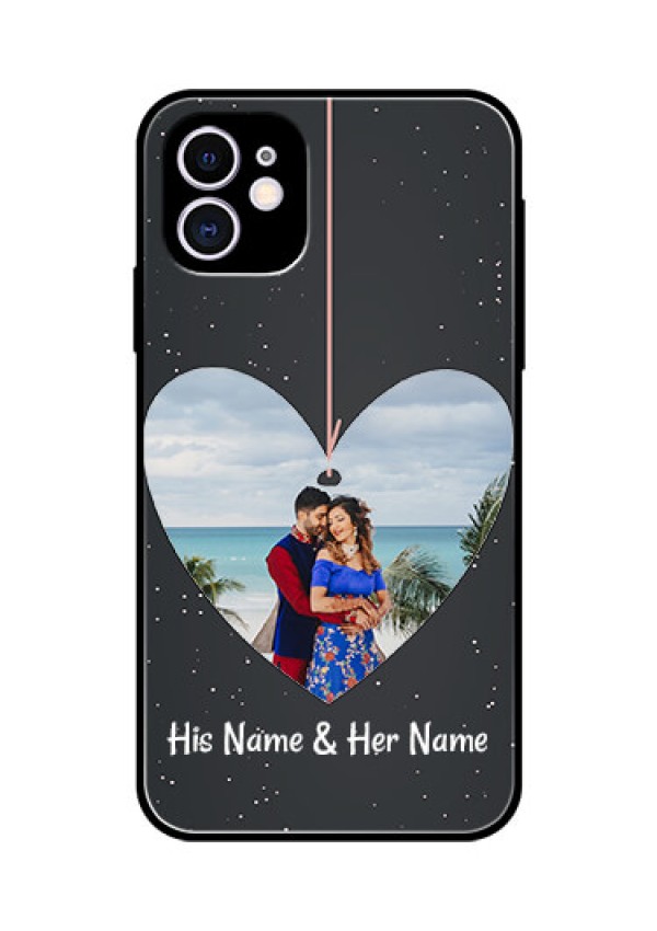 Apple iPhone 11 Custom Glass Phone Case  - Hanging Heart Design