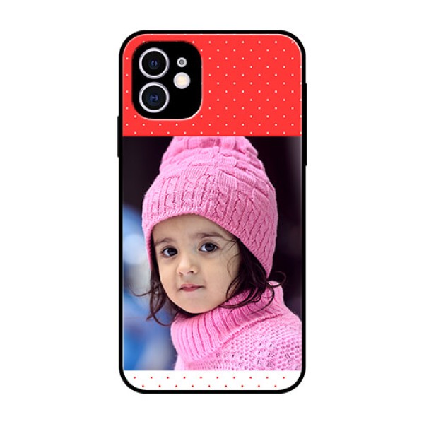 Apple iPhone 11 Photo Printing on Glass Case  - Red Pattern Design