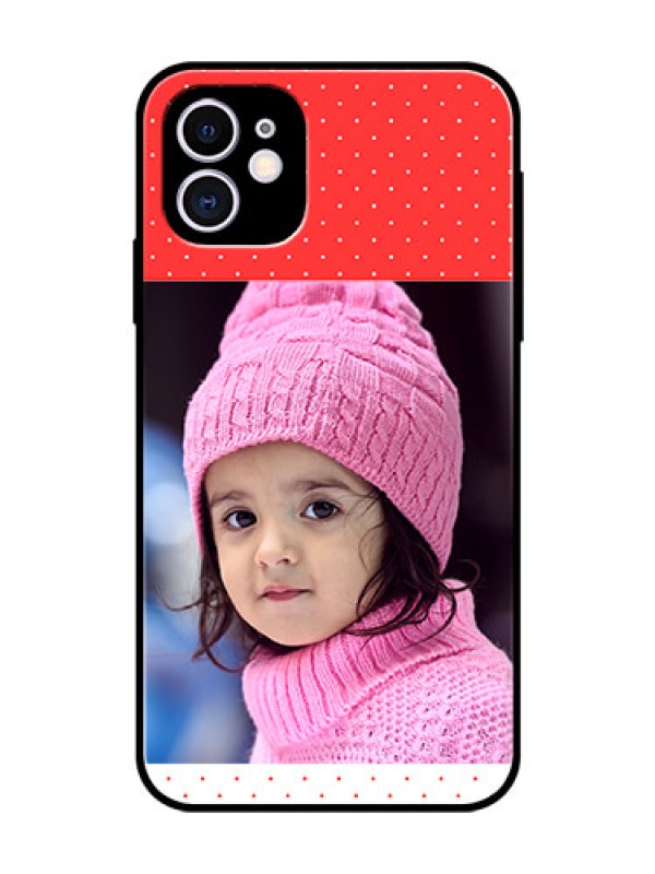 Custom Apple iPhone 11 Photo Printing on Glass Case  - Red Pattern Design