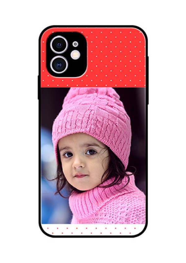 Apple iPhone 11 Photo Printing on Glass Case  - Red Pattern Design