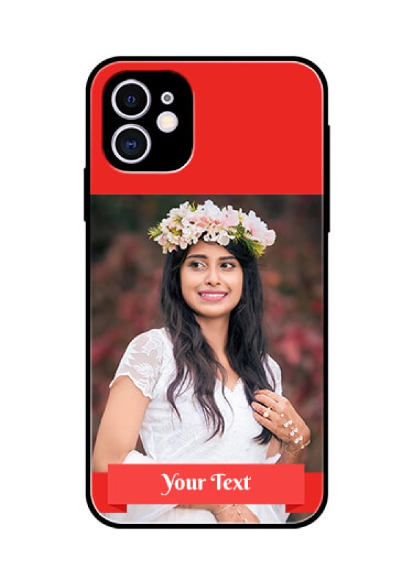 Apple iPhone 11 Custom Glass Phone Case  - Simple Red Color Design