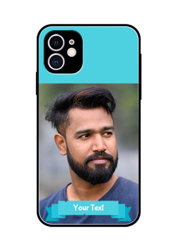 Apple iPhone 11 Personalized Glass Phone Case  - Simple Blue Color Design
