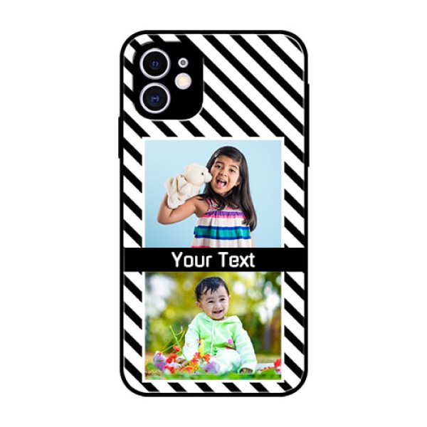Apple iPhone 11 Photo Printing on Glass Case - Black And White Stripes Design Apple iPhone 11 Photo Printing on Glass Case - Black And White Stripes Design