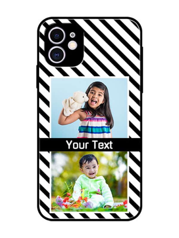 Custom Apple iPhone 11 Photo Printing on Glass Case  - Black And White Stripes Design