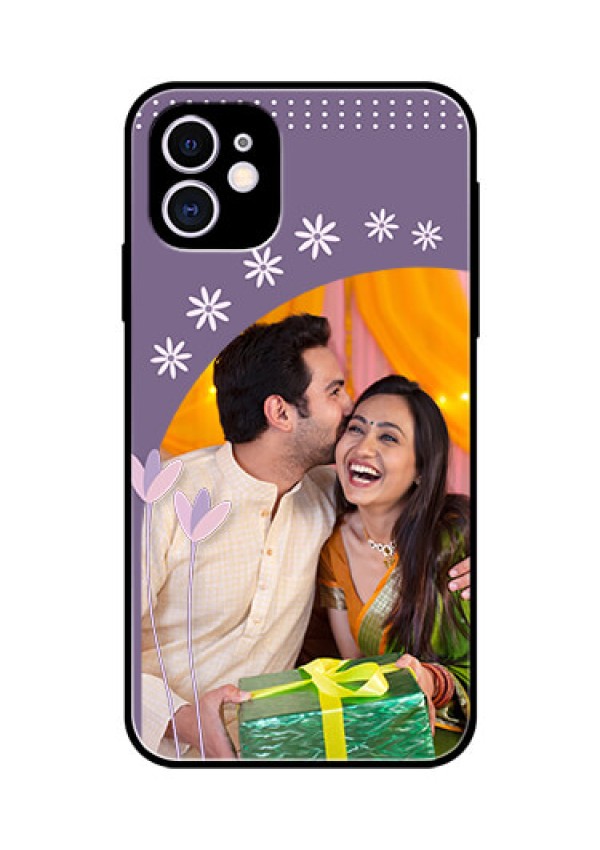 Apple iPhone 11 Custom Glass Mobile Case  - Lavender flowers design 