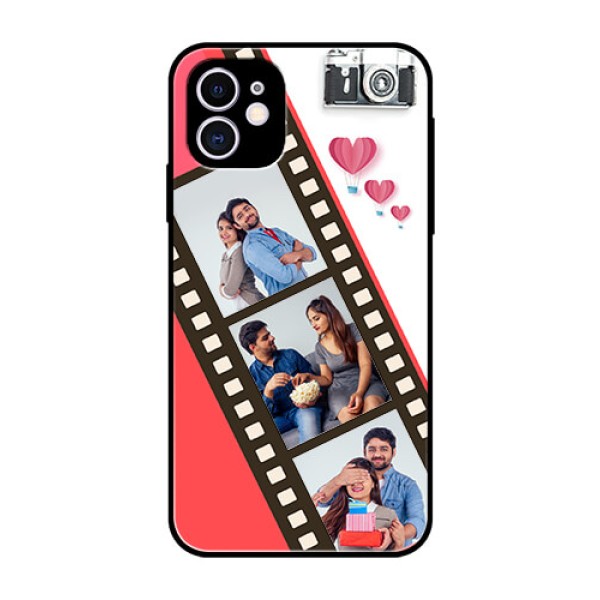 Apple iPhone 11 Personalized Glass Phone Case  - 3 Image Holder with Film Reel