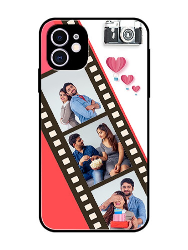 Custom Apple iPhone 11 Personalized Glass Phone Case  - 3 Image Holder with Film Reel
