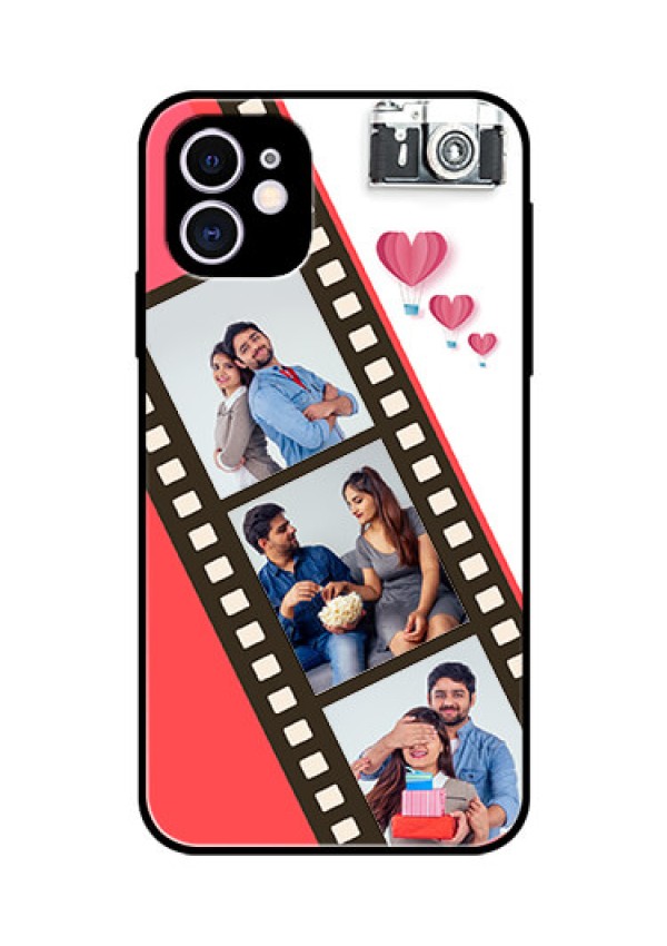 Apple iPhone 11 Personalized Glass Phone Case  - 3 Image Holder with Film Reel
