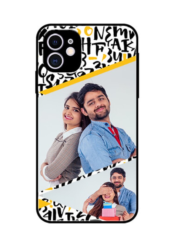 Apple iPhone 11 Custom Glass Mobile Case  - Letters Pattern Design