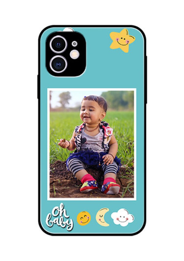 Apple iPhone 11 Personalized Glass Phone Case  - Smiley Kids Stars Design