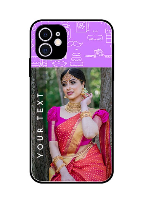Apple iPhone 11 Custom Glass Mobile Case  - Birthday Icons Design