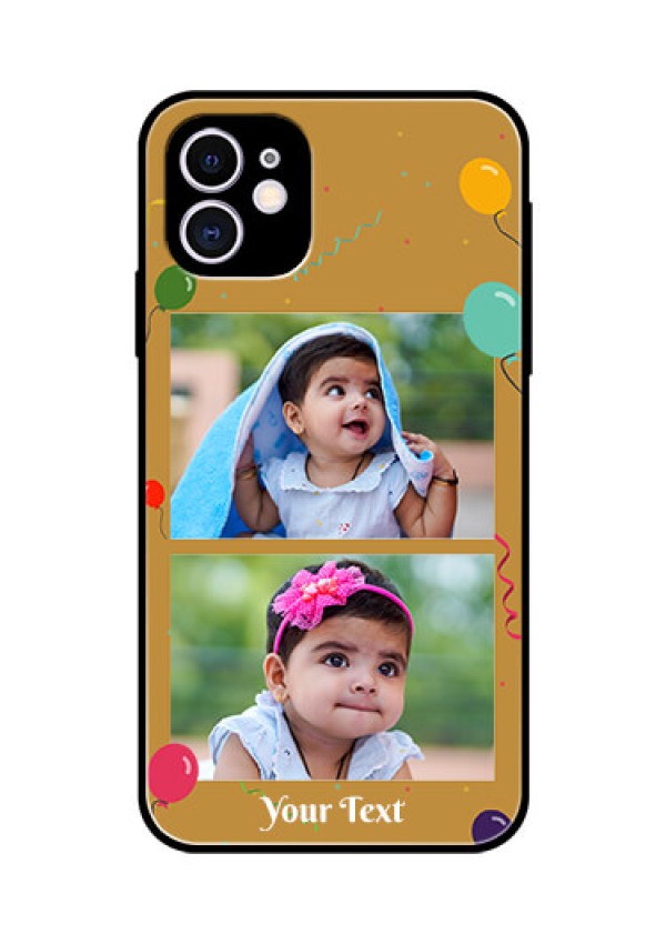 Apple iPhone 11 Personalized Glass Phone Case  - Image Holder with Birthday Celebrations Design