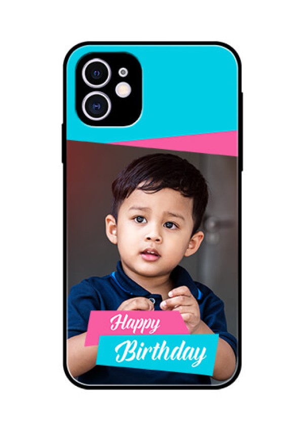 Apple iPhone 11 Personalized Glass Phone Case  - Image Holder with 2 Color Design
