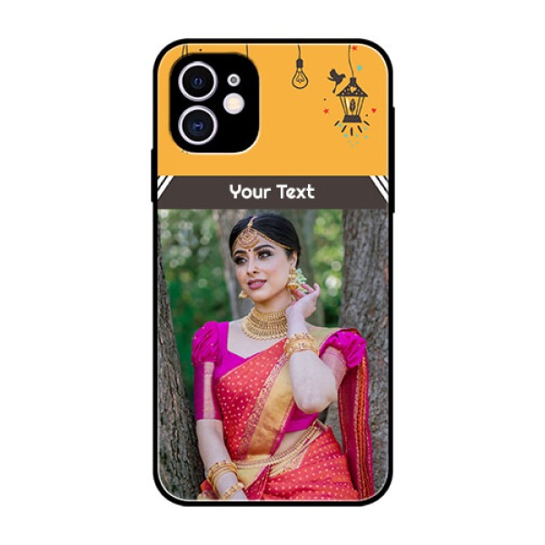 Apple iPhone 11 Custom Glass Mobile Case  - with Family Picture and Icons 
