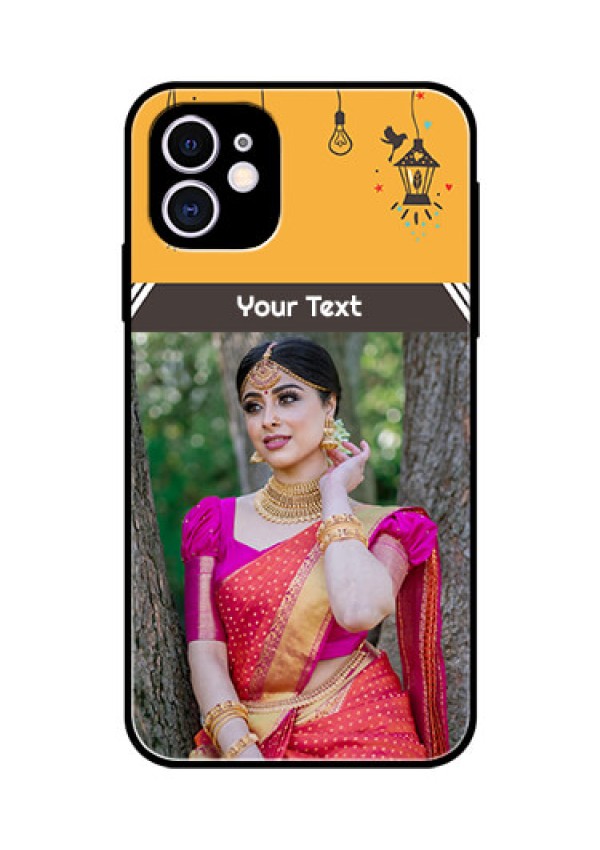 Apple iPhone 11 Custom Glass Mobile Case  - with Family Picture and Icons 