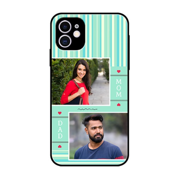 Apple iPhone 11 Custom Glass Phone Case  - Mom & Dad Pic Design