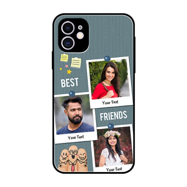 Apple iPhone 11 Personalized Glass Phone Case - Sticky Frames and Friendship Design Apple iPhone 11 Personalized Glass Phone Case - Sticky Frames and Friendship Design