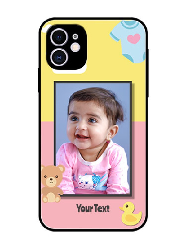Custom Apple iPhone 11 Photo Printing on Glass Case  - Kids 2 Color Design