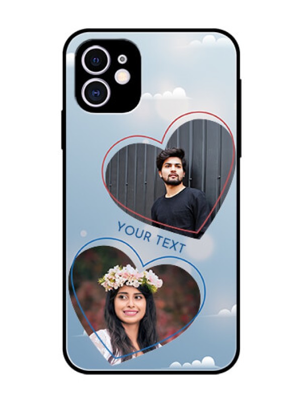 Custom Apple iPhone 11 Custom Glass Mobile Case  - Blue Color Couple Design 