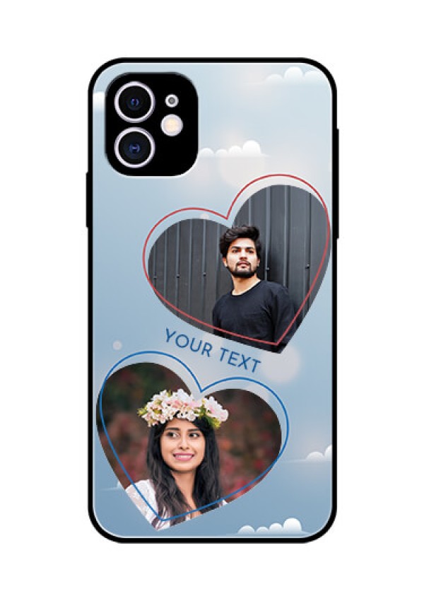 Apple iPhone 11 Custom Glass Mobile Case  - Blue Color Couple Design 