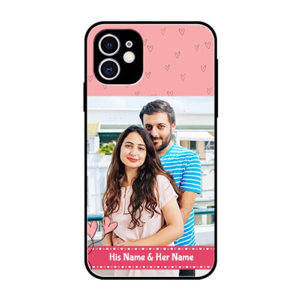 Apple iPhone 11 Personalized Glass Phone Case - Love Design Peach Color Apple iPhone 11 Personalized Glass Phone Case - Love Design Peach Color
