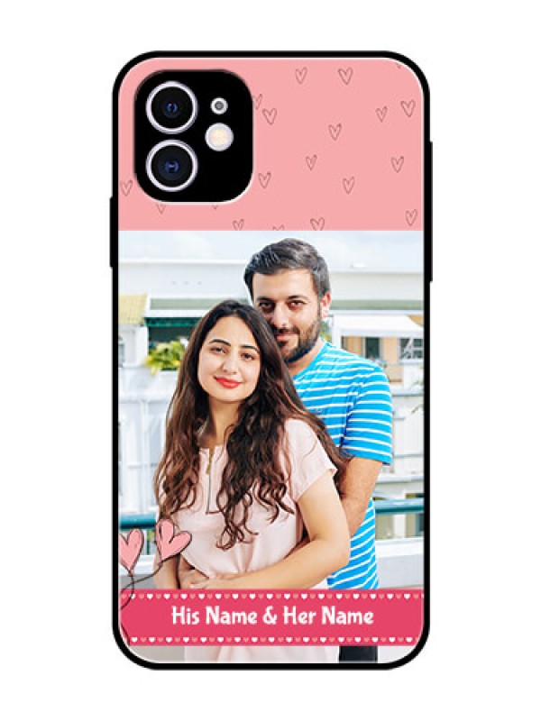 Custom Apple iPhone 11 Personalized Glass Phone Case  - Love Design Peach Color