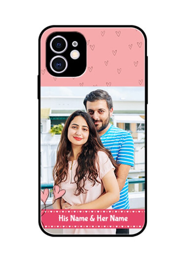 Apple iPhone 11 Personalized Glass Phone Case  - Love Design Peach Color