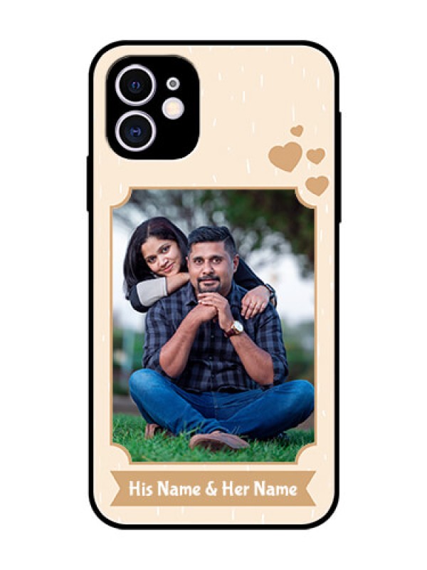 Custom Apple iPhone 11 Custom Glass Phone Case  - with confetti love design 