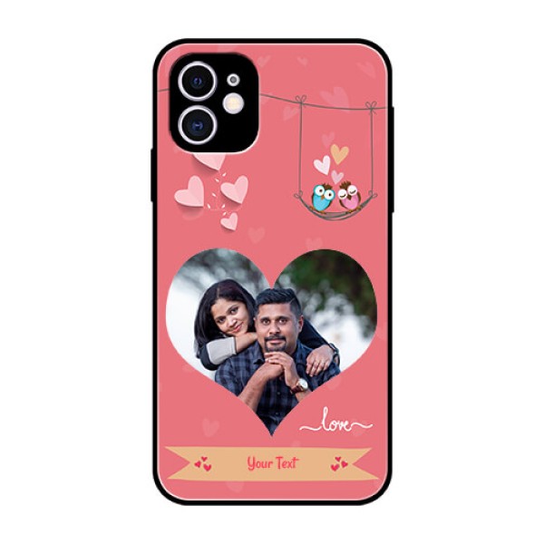 Apple iPhone 11 Personalized Glass Phone Case - Peach Color Love Design Apple iPhone 11 Personalized Glass Phone Case - Peach Color Love Design
