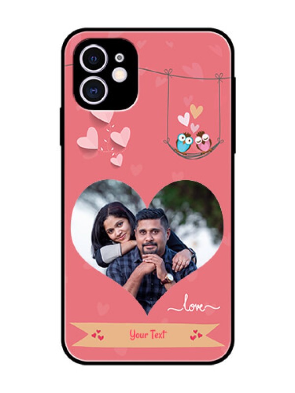 Custom Apple iPhone 11 Personalized Glass Phone Case  - Peach Color Love Design 