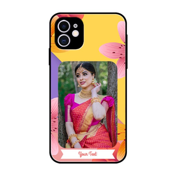 Apple iPhone 11 Custom Glass Mobile Case  - 3 Image With Vintage Floral Design