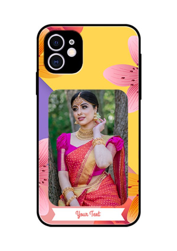 Apple iPhone 11 Custom Glass Mobile Case  - 3 Image With Vintage Floral Design