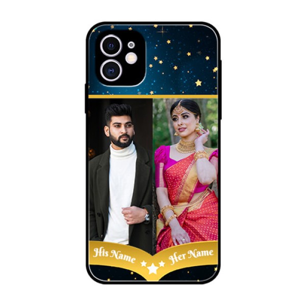 Apple iPhone 11 Custom Glass Phone Case  - Galaxy Stars Backdrop Design