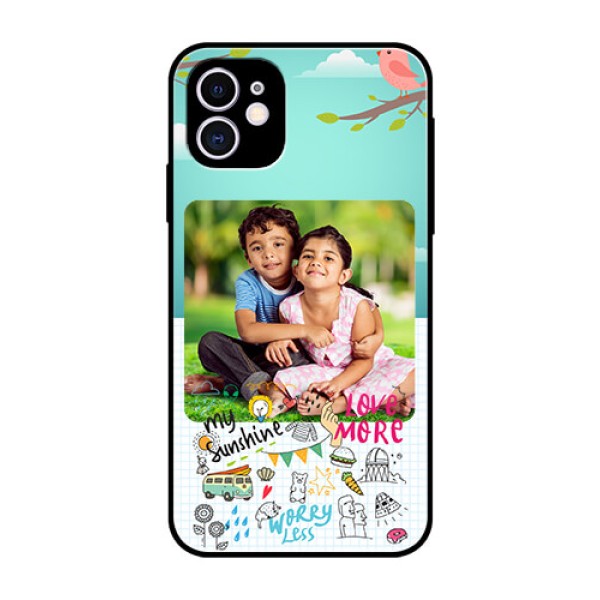 Apple iPhone 11 Photo Printing on Glass Case  - Doodle love Design