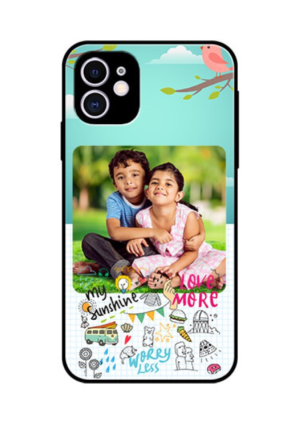 Apple iPhone 11 Photo Printing on Glass Case  - Doodle love Design