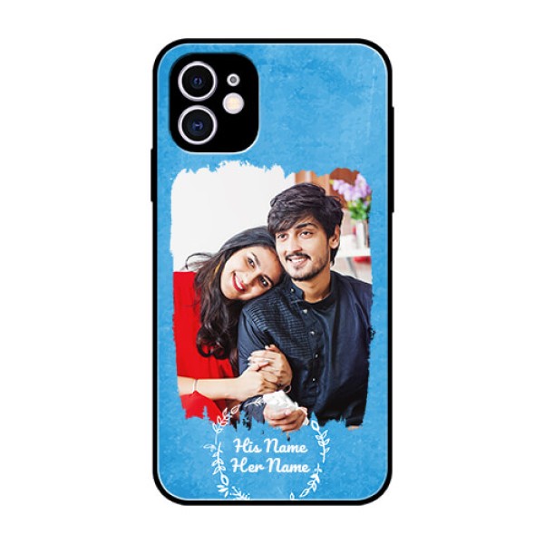 iPhone 11 Custom Glass Phone Case - Blue Color Vintage Design iPhone 11 Custom Glass Phone Case - Blue Color Vintage Design