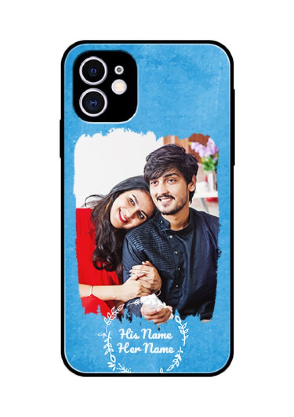 iPhone 11 Custom Glass Phone Case - Blue Color Vintage Design
