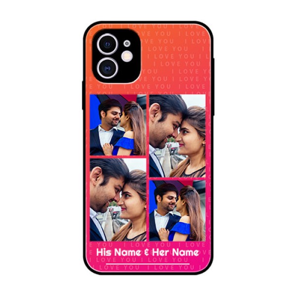 Apple iPhone 11 Custom Glass Phone Case  - I Love You Pink Design