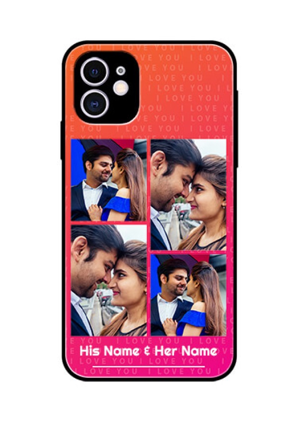Apple iPhone 11 Custom Glass Phone Case  - I Love You Pink Design