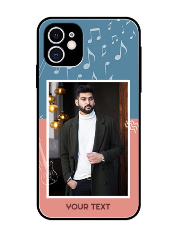 Custom Apple iPhone 11 Photo Printing on Glass Case  - with Color Musical Note Design