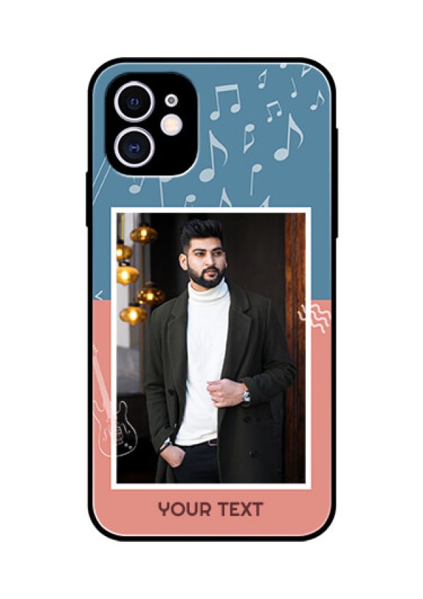 Apple iPhone 11 Photo Printing on Glass Case  - with Color Musical Note Design