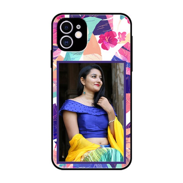Apple iPhone 11 Custom Glass Mobile Case - Abstract Floral Design Apple iPhone 11 Custom Glass Mobile Case - Abstract Floral Design