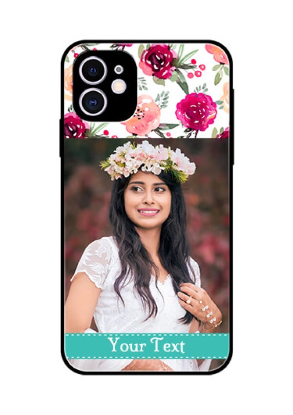 Apple iPhone 11 Custom Glass Phone Case  - Watercolor Floral Design