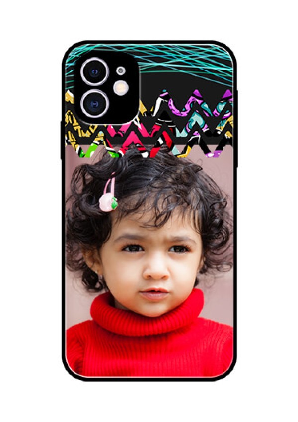 Apple iPhone 11 Personalized Glass Phone Case  - Neon Abstract Design
